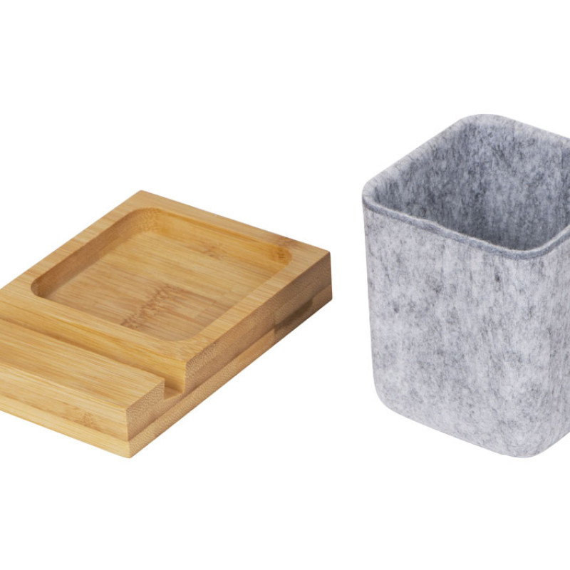 Подставка для ручек и телефона из бамбука "Takeshi", серый Подставка для ручек и телефона из бамбука "Takeshi", серый