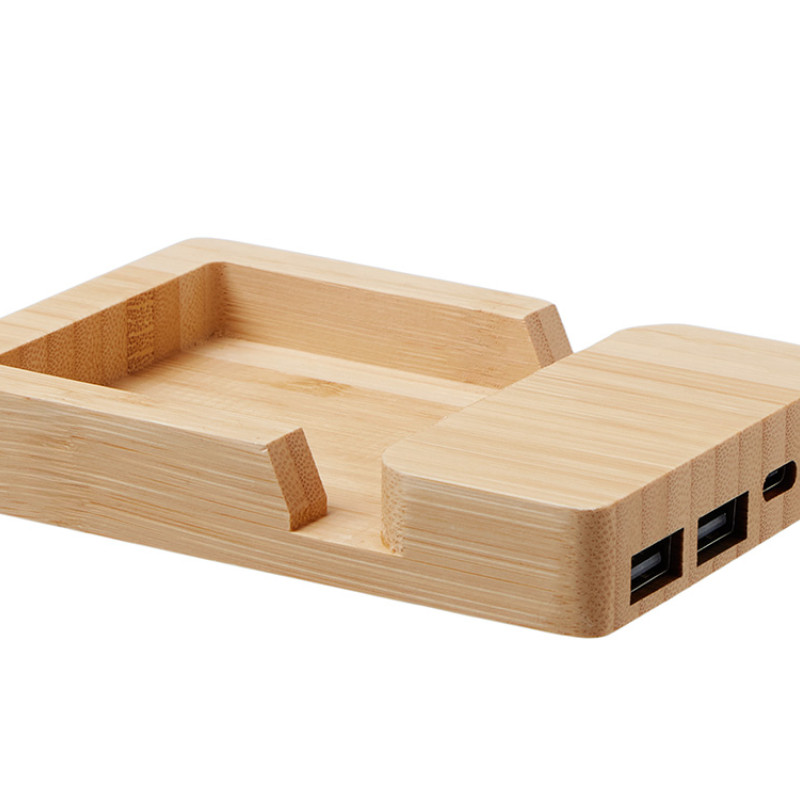 USB хаб «Memo», 2*USB, 2*Type C, бамбук