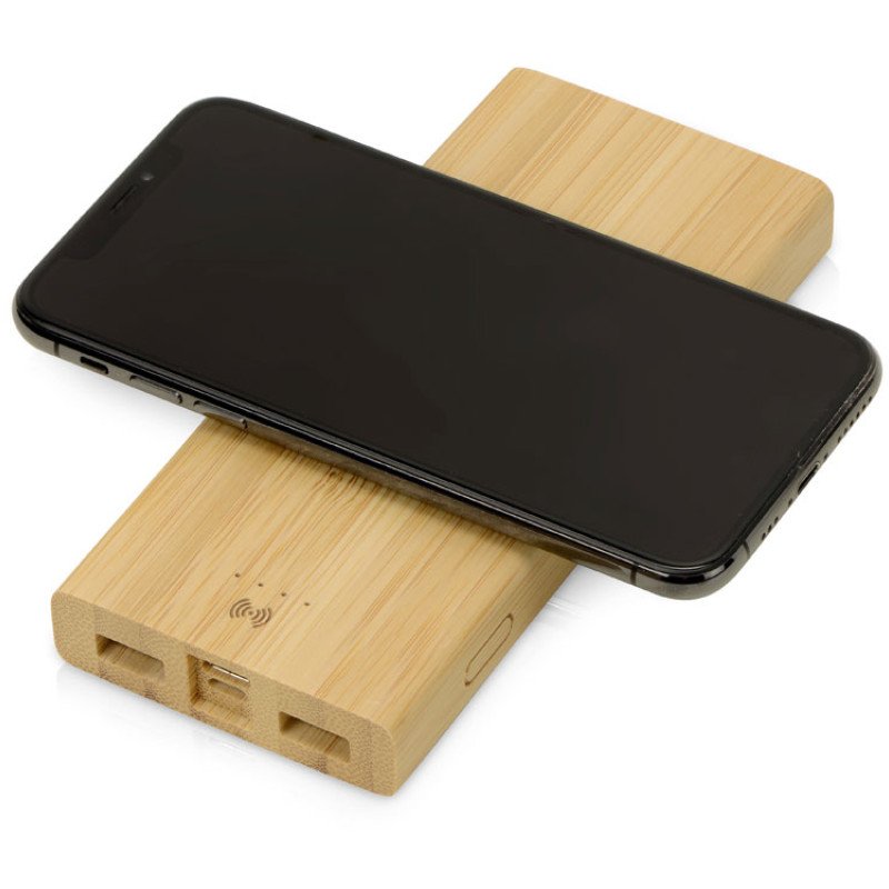 Внешний беспроводной аккумулятор из бамбука "Bamboo Air", 10000 mAh Внешний беспроводной аккумулятор из бамбука "Bamboo Air", 10000 mAh