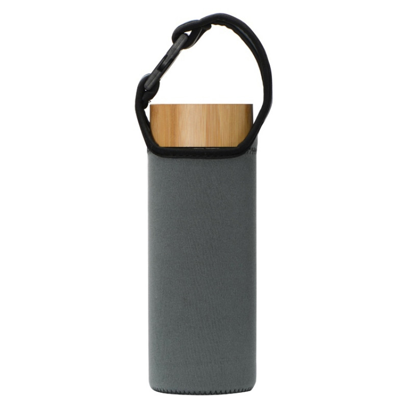 Стеклянный термос из стекла с двойными стенками и ситечком 320 мл "Badachu" в чехле, прозрачный