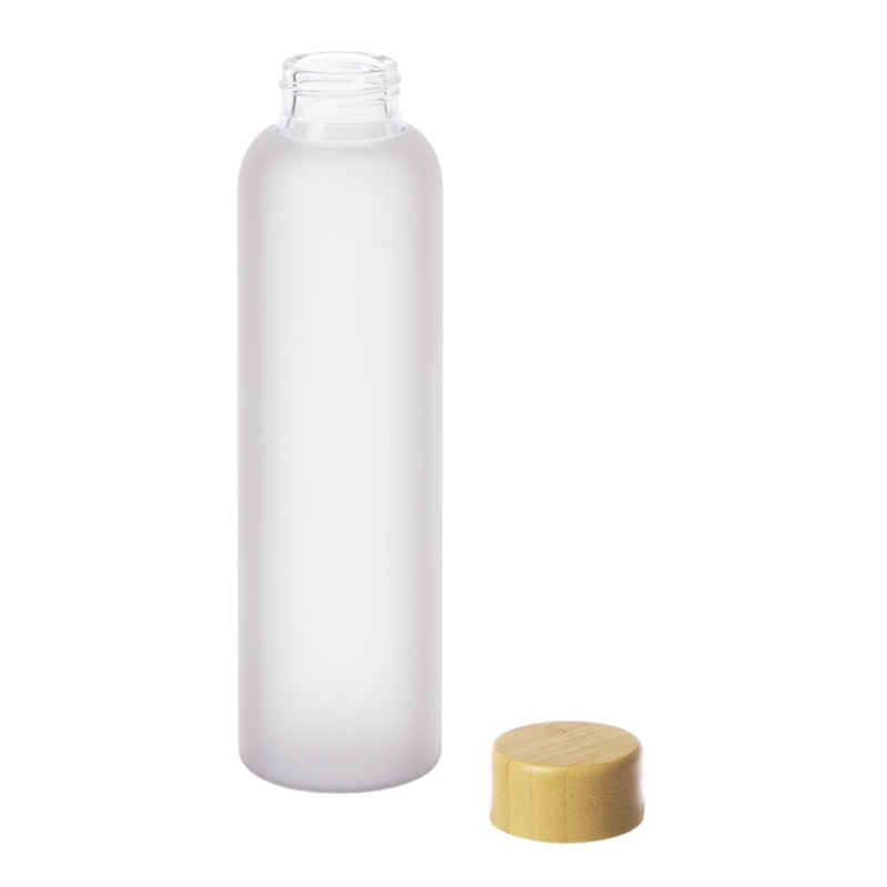 Стеклянная бутылка с бамбуковой крышкой «Foggy», 600мл, серый Cool gray 7C