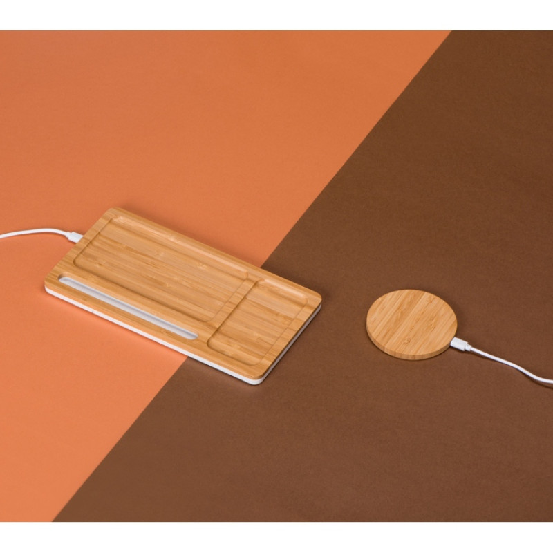 Беспроводное зарядное устройство из бамбука "Cap", натуральный