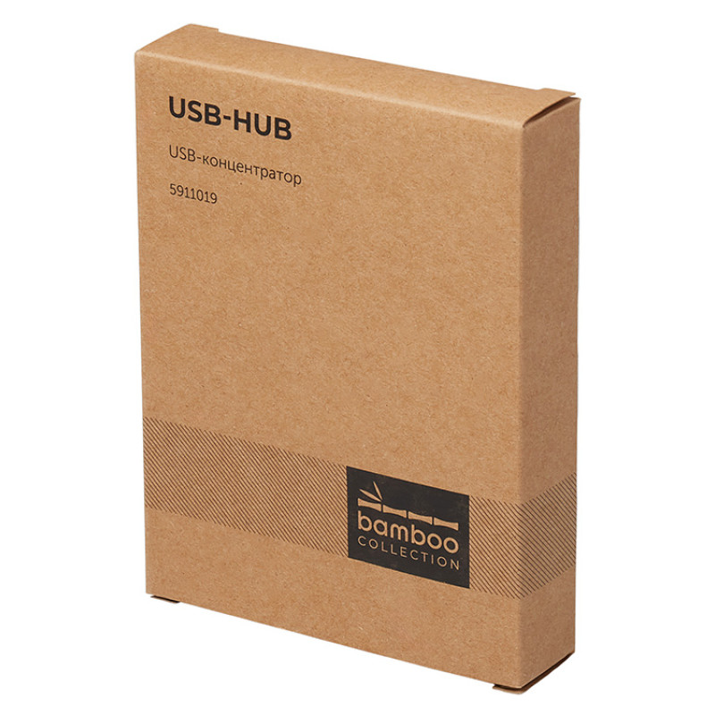 USB хаб «Memo», 2*USB, 2*Type C, бамбук