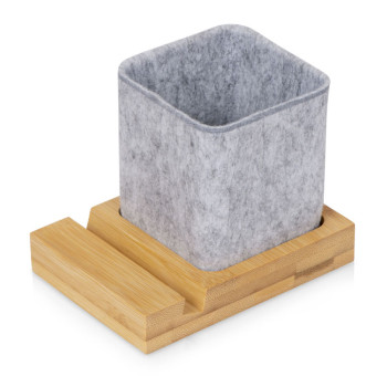 Подставка для ручек и телефона из бамбука "Takeshi", серый