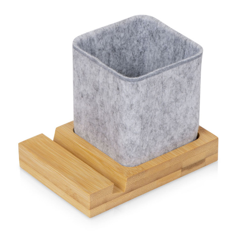 Подставка для ручек и телефона из бамбука "Takeshi", серый Подставка для ручек и телефона из бамбука "Takeshi", серый