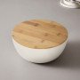 Салатник Bowl с бамбуковой крышкой, бежевый