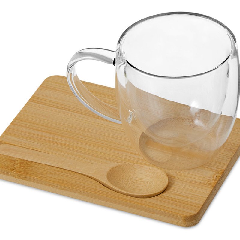 Кружка с двойными стенками на подставке с ложкой "Teatrio"