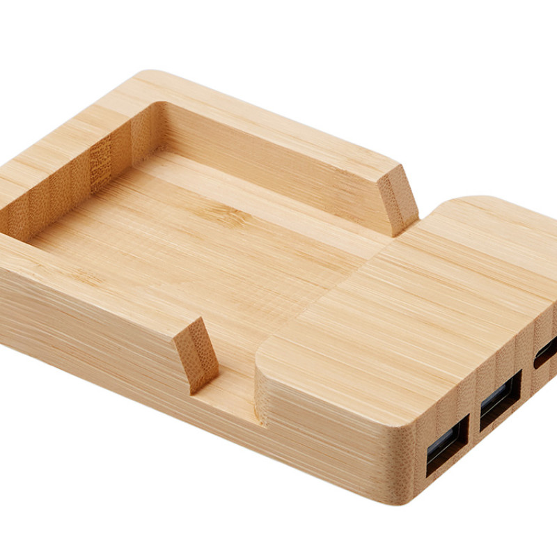 USB хаб «Memo», 2*USB, 2*Type C, бамбук