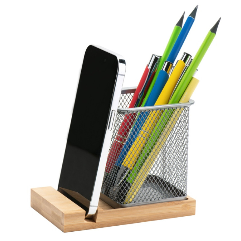 Подставка для ручек и телефона "Fika", натуральный/серый