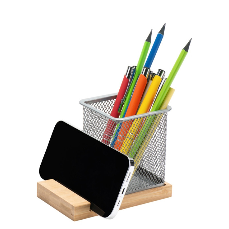 Подставка для ручек и телефона "Fika", натуральный/серый