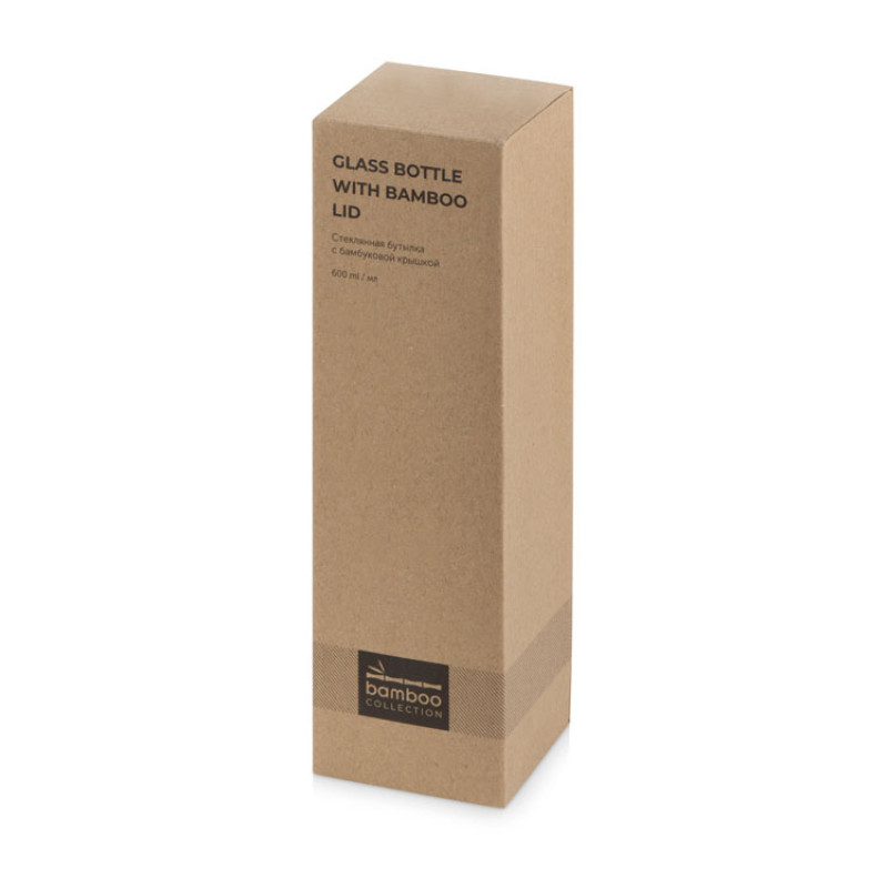 Стеклянная бутылка с бамбуковой крышкой «Foggy», 600мл, черный (Р)