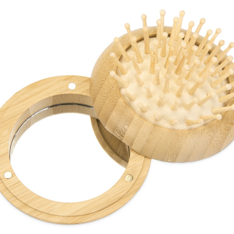 Расческа с зеркалом из бамбука "Daisy", натуральный Расческа с зеркалом из бамбука "Daisy", натуральный