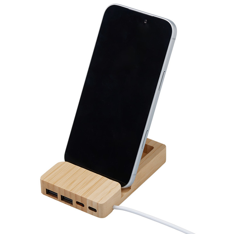 USB хаб «Memo», 2*USB, 2*Type C, бамбук