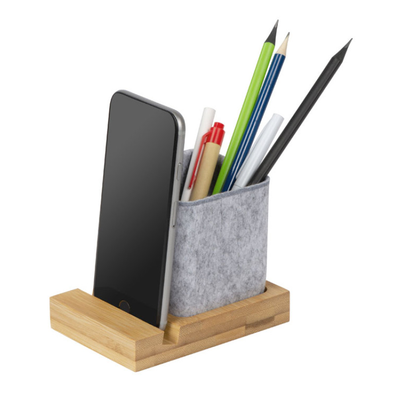 Подставка для ручек и телефона из бамбука "Takeshi", серый Подставка для ручек и телефона из бамбука "Takeshi", серый