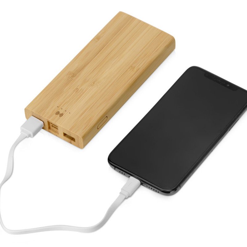 Внешний беспроводной аккумулятор из бамбука "Bamboo Air", 10000 mAh Внешний беспроводной аккумулятор из бамбука "Bamboo Air", 10000 mAh