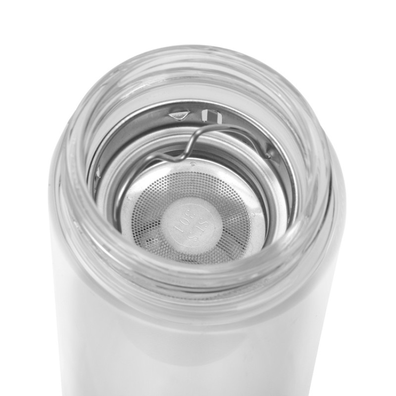 Стеклянный термос с двойными стенками и ситечком 320 мл "Badachu", прозрачный