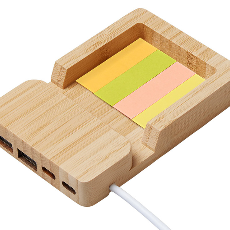 USB хаб «Memo», 2*USB, 2*Type C, бамбук