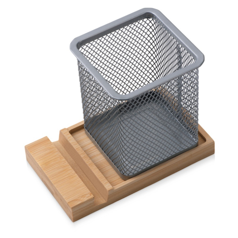 Подставка для ручек и телефона "Fika", натуральный/серый