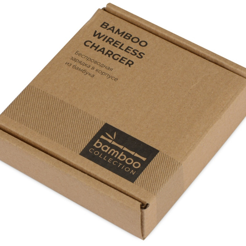 Беспроводное зарядное устройство из бамбука "Cap", натуральный