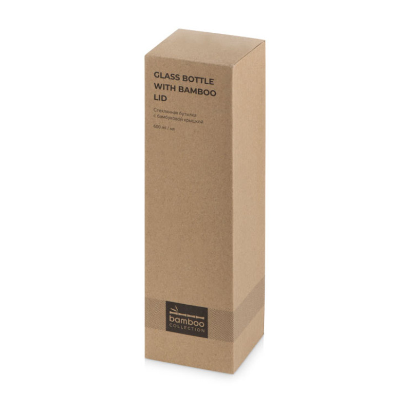 Стеклянная бутылка с бамбуковой крышкой «Foggy», 600мл, белый (Р)