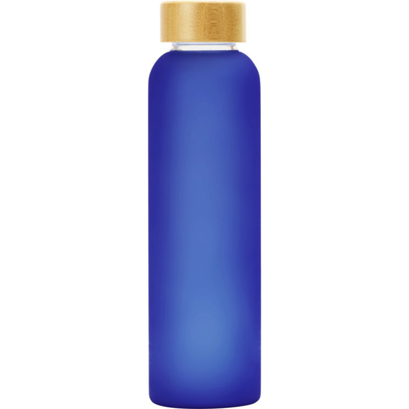 Стеклянная бутылка с бамбуковой крышкой «Foggy», 600мл, синий