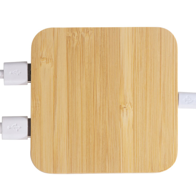 USB-хаб с беспроводной зарядкой из бамбука Plato