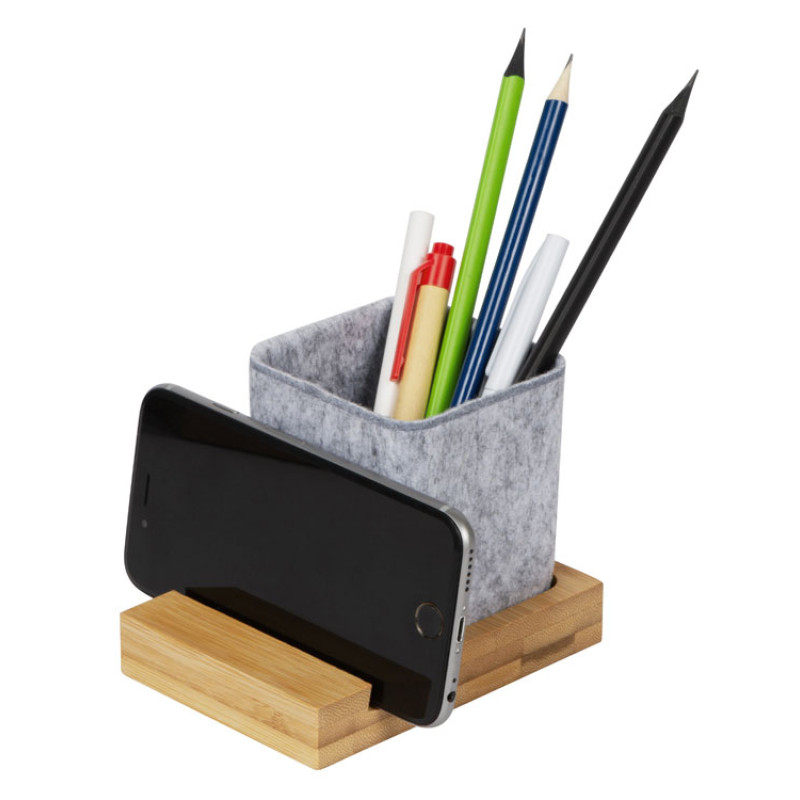 Подставка для ручек и телефона из бамбука "Takeshi", серый Подставка для ручек и телефона из бамбука "Takeshi", серый