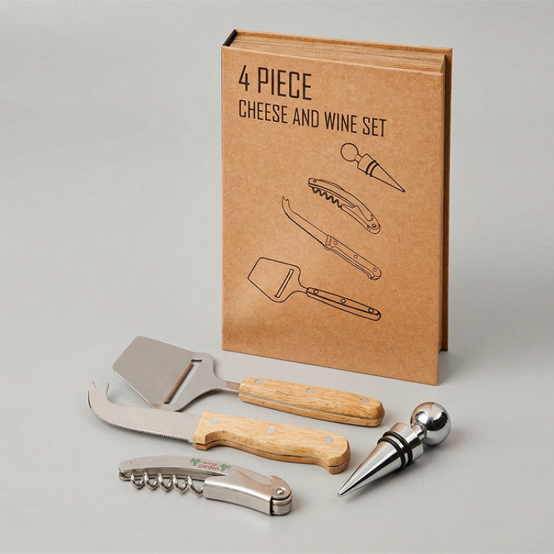 Подарочный набор для вина и сыра Reze из 4 предметов, натуральный