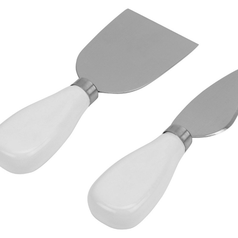 Набор для сыра Cheese Break: 2  ножа керамических на  деревянной подставке, керамическая доска