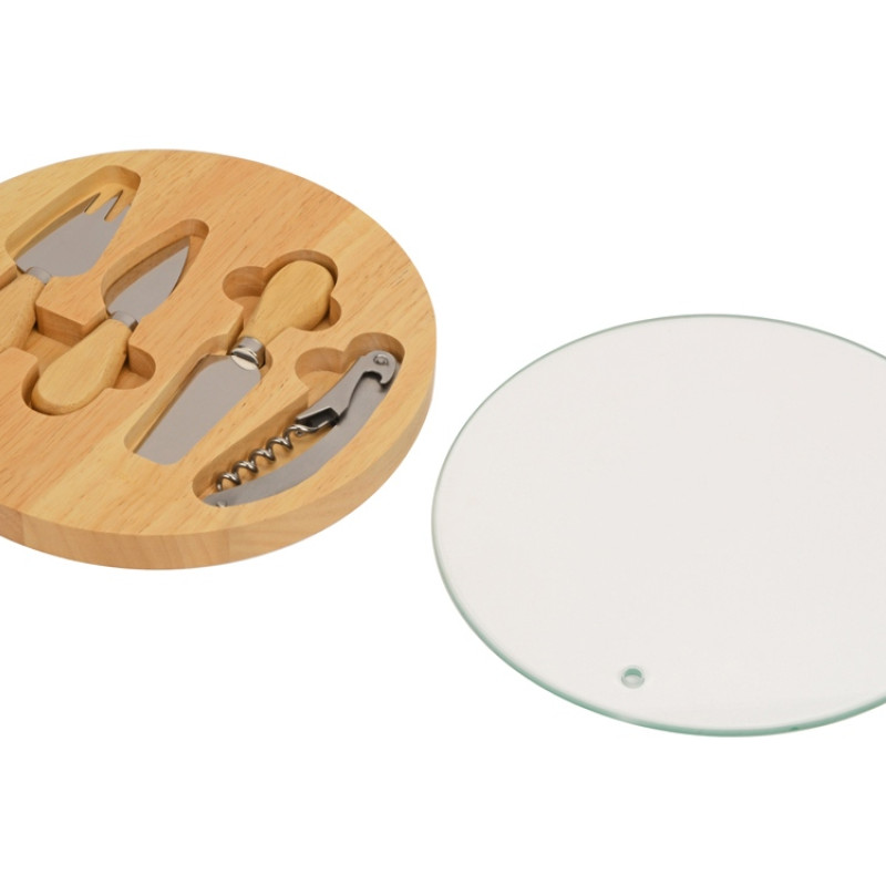 Набор для сыра Rendezvous круглый, со стеклянной крышкой