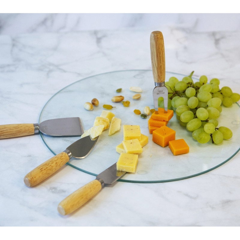 Набор для сыра с круглой стеклянной доской 5в1