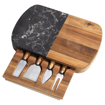 Набор для сыра в подарочной коробке из акации и мрамора "Date"