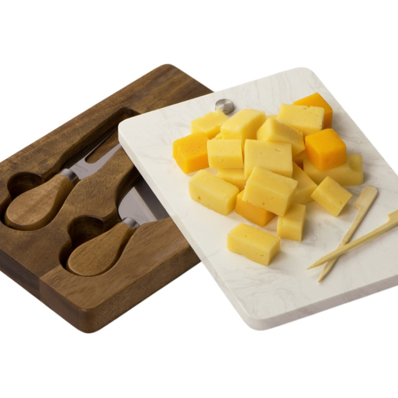 Набор ножей для сыра Fontina, акация и искусственный мрамор