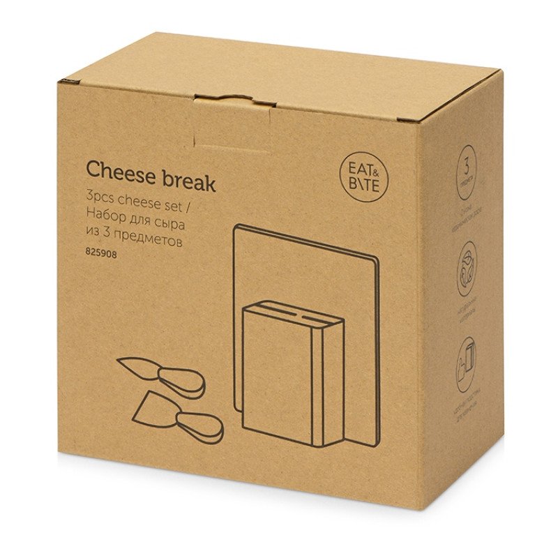 Набор для сыра Cheese Break: 2  ножа керамических на  деревянной подставке, керамическая доска