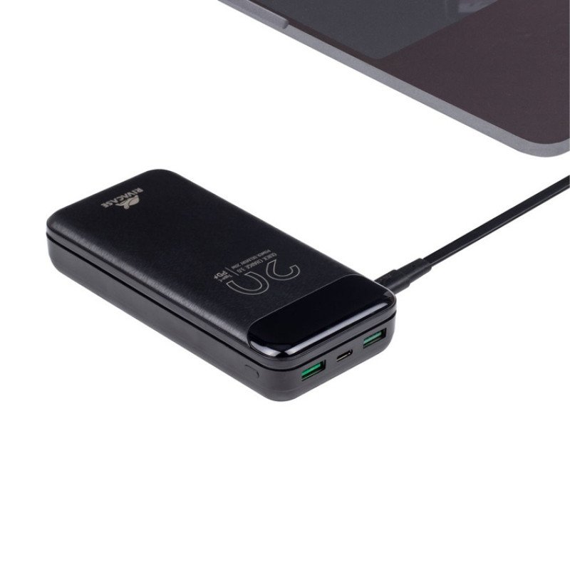RIVACASE VA2582 (20 000mAh), QC/PD 22.5W внешний аккумулятор с дисплеем, черный /24