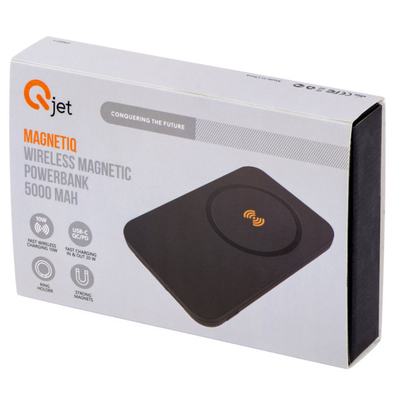 Магнитный беспроводной внешний аккумулятор "MagnetIQ", 5000 mah, 10 W, черный (Р)