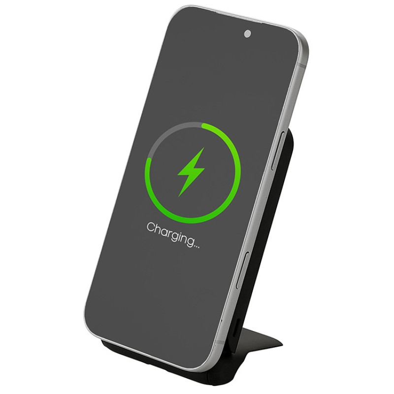 Беспроводной внешний аккумулятор с подсветкой лого и подставкой «Magflash», 10000 мАч, 15 Вт, черный