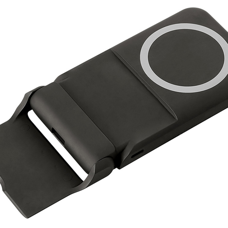 Беспроводной внешний аккумулятор с подсветкой лого и подставкой «Magflash», 10000 мАч, 15 Вт, черный