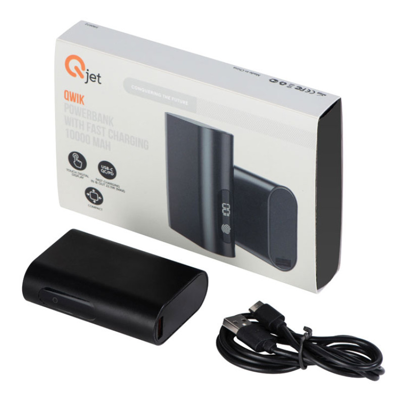 Внешний аккумулятор с QC/PD "Qwik", 10000 mah, черный