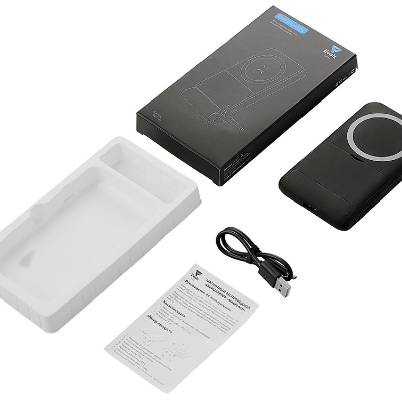 Беспроводной внешний аккумулятор с подсветкой лого и подставкой «Magflash», 10000 мАч, 15 Вт, черный