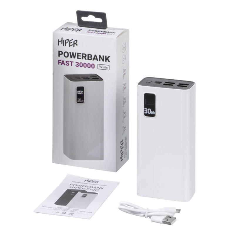 Портативный внешний аккумулятор FAST 30000 White