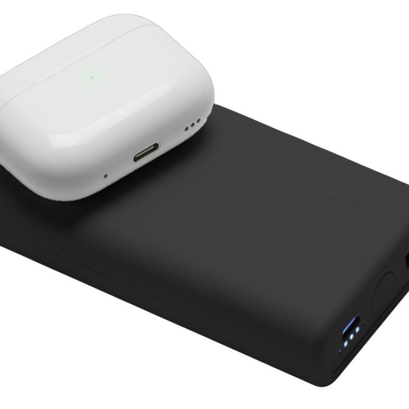 Внешний беспроводной аккумулятор 2-в-1 с функцией зарядки Apple Watch, QC/PD «AtomIQ», 10000 мАч, черный Внешний беспроводной аккумулятор 2-в-1 с функцией зарядки Apple Watch, QC/PD «AtomIQ», 10000 мАч, черный