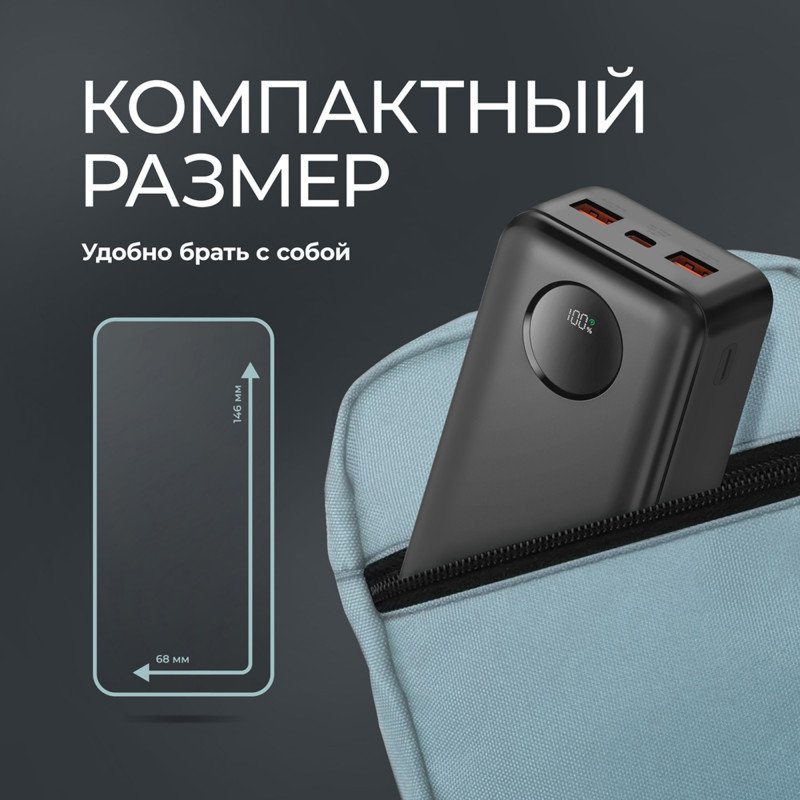 Внешний АКБ NRG Turbo V4 20000 мА-ч, дисплей, черный, Deppa Внешний АКБ NRG Turbo V4 20000 мА-ч, дисплей, черный, Deppa