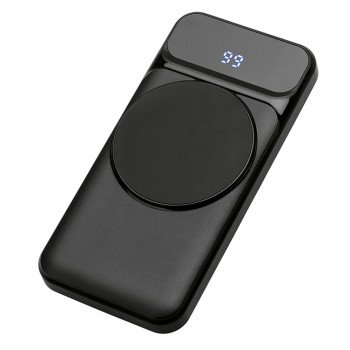 Магнитный беспроводной внешний аккумулятор со встроенными кабелями «Мэни»,быстаря зарядка, 10000 мАч, черный