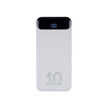 RIVACASE VA2540 (10 000mAh), QC/PD 20W внешний аккумулятор с дисплеем, белый 12/48