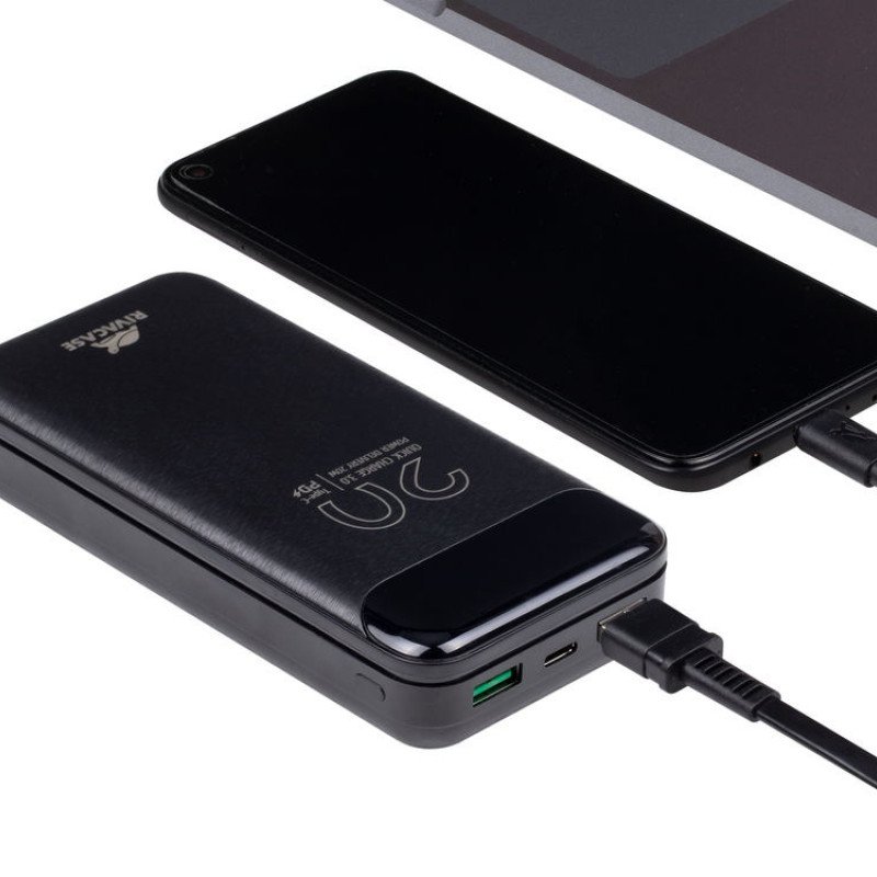 RIVACASE VA2582 (20 000mAh), QC/PD 22.5W внешний аккумулятор с дисплеем, черный /24