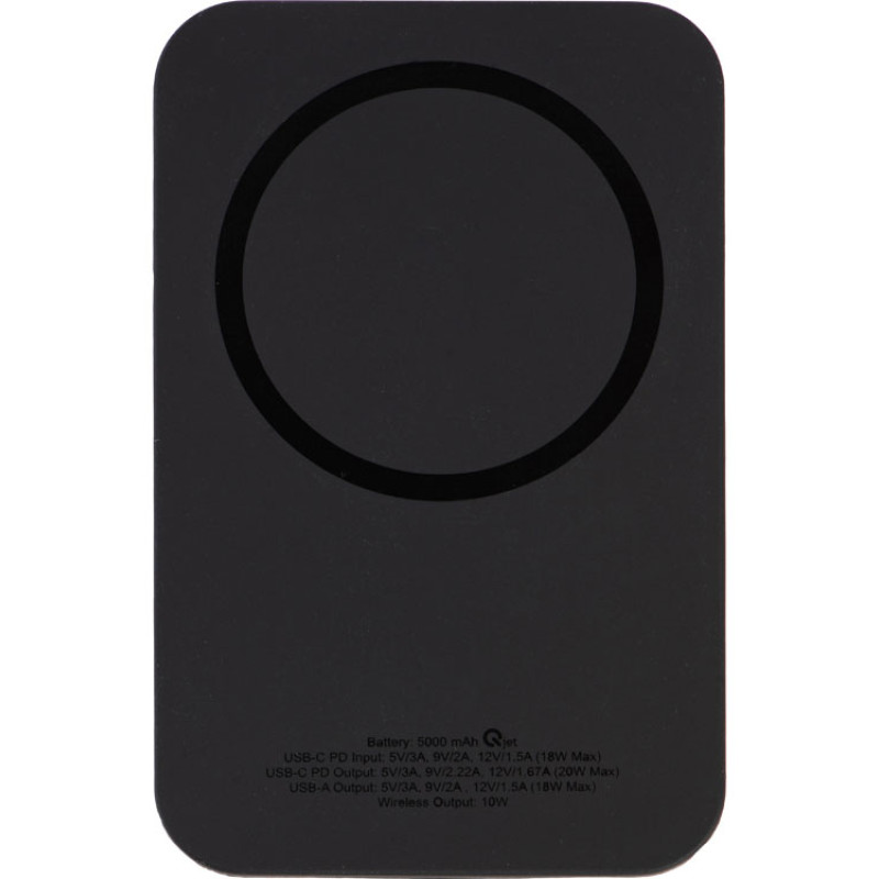 Магнитный беспроводной внешний аккумулятор "MagnetIQ", 5000 mah, 10 W, черный (Р)
