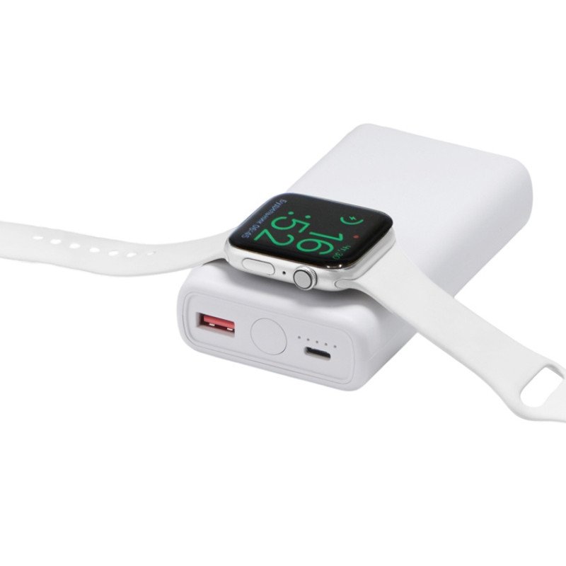 Внешний беспроводной аккумулятор 2-в-1 с функцией зарядки Apple Watch, QC/PD «AtomIQ», 10000 мАч, белый Внешний беспроводной аккумулятор 2-в-1 с функцией зарядки Apple Watch, QC/PD «AtomIQ», 10000 мАч, белый