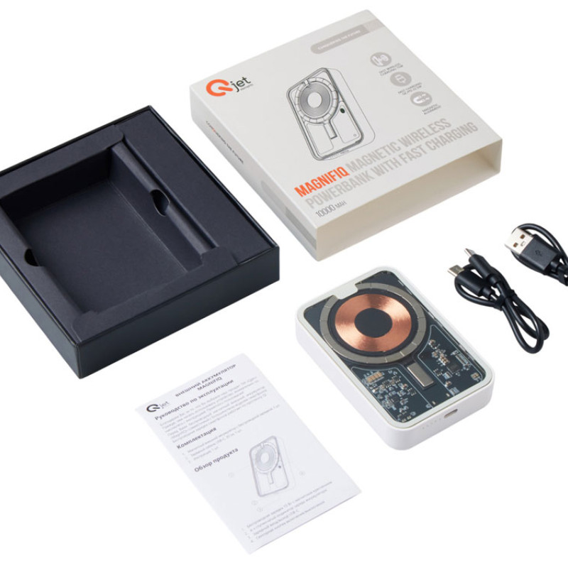 Беспроводной магнитный внешний аккумулятор с QC\PD «MagnifIQ», 10000 мАч, 15 Вт, белый