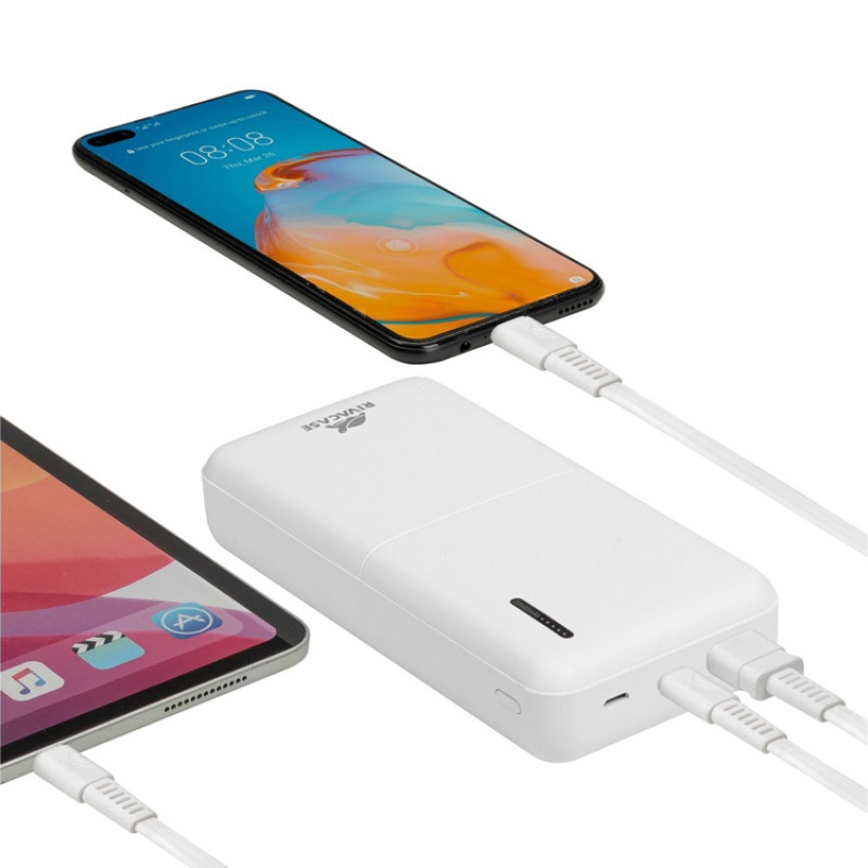 RIVACASE VA2571 (20000 мАч) QC/PD внешний аккумулятор, белый 12/24 RIVACASE VA2571 (20000 мАч) QC/PD внешний аккумулятор, белый 12/24